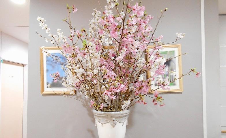 ホーム内に桜の花を咲かせて