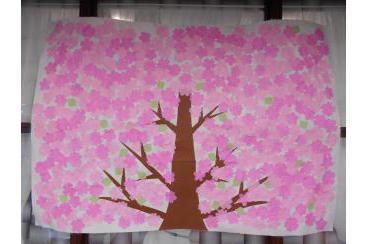 桜の貼り絵画像1