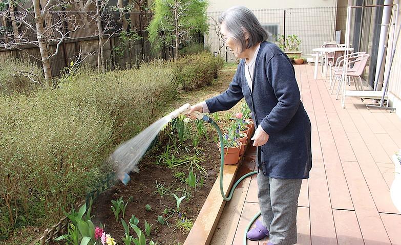 お庭の水やり