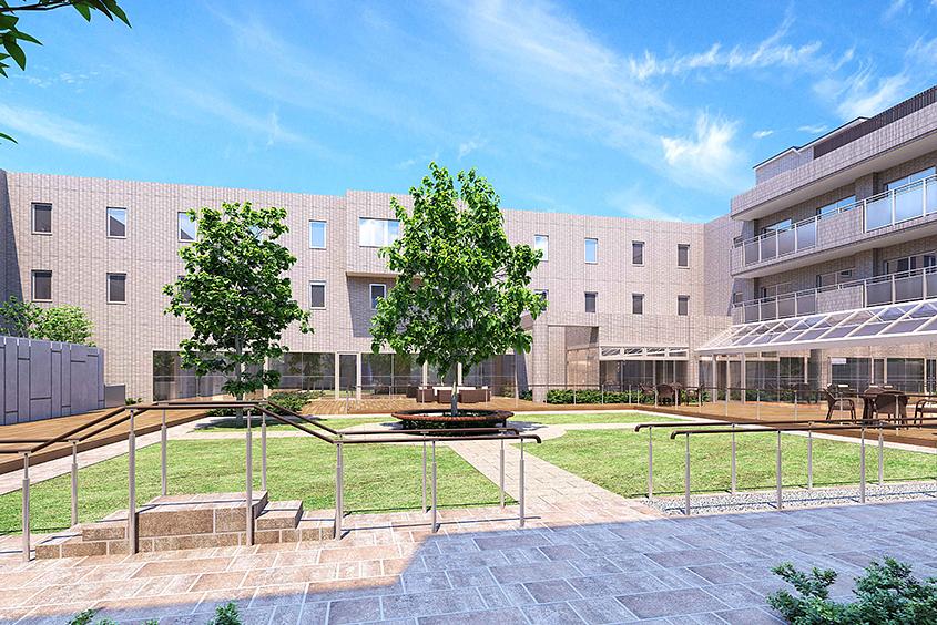 中庭（完成予想CG）／土地建物の所有形態：事業主体非所有