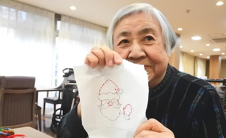 サンタクロースの刺し子作り