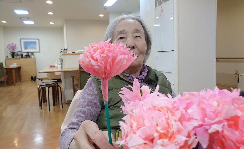 カーネーションの花束作り			