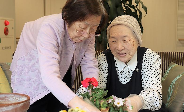 中庭に春の彩りを